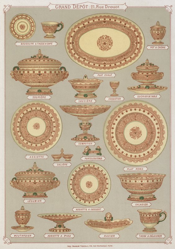 Página del catálogo del Gran Depósito de Porcelanas, Faiences y Cristalerías de French School