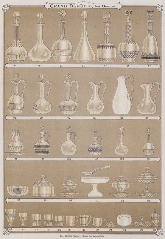 Página del catálogo del Gran Depósito de Porcelanas, Faiences y Cristalería de French School