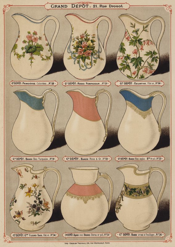 Página del catálogo del Grand Depot de Porcelaines, Faiences et Verreries de French School