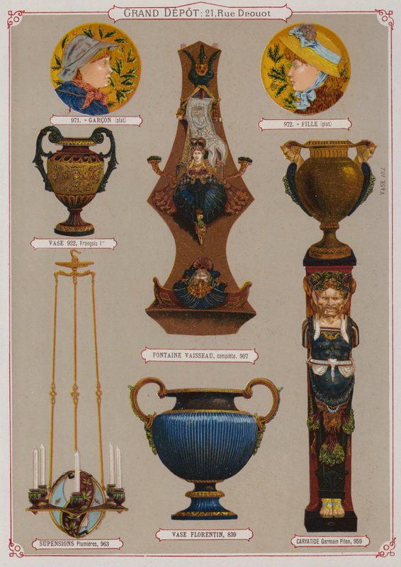 Página del catálogo del Grand Depot de Porcelaines, Faiences et Verreries de French School