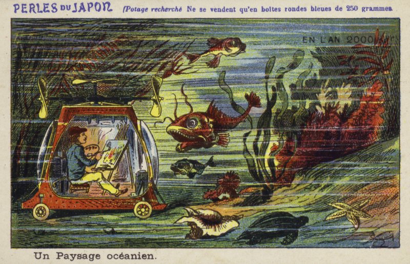 Pintando un paisaje submarino en el año 2000 de French School