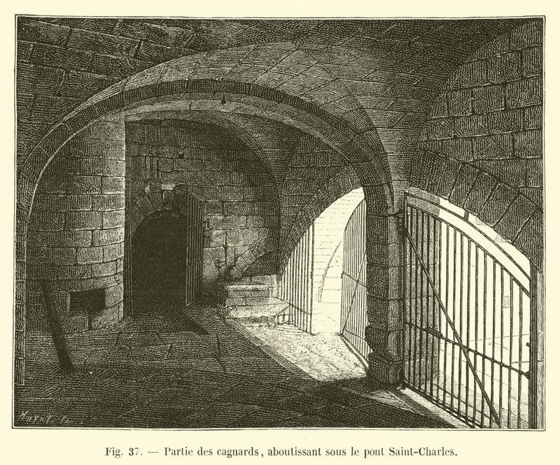 Parte de los cagnards, terminando bajo el puente Saint-Charles de French School