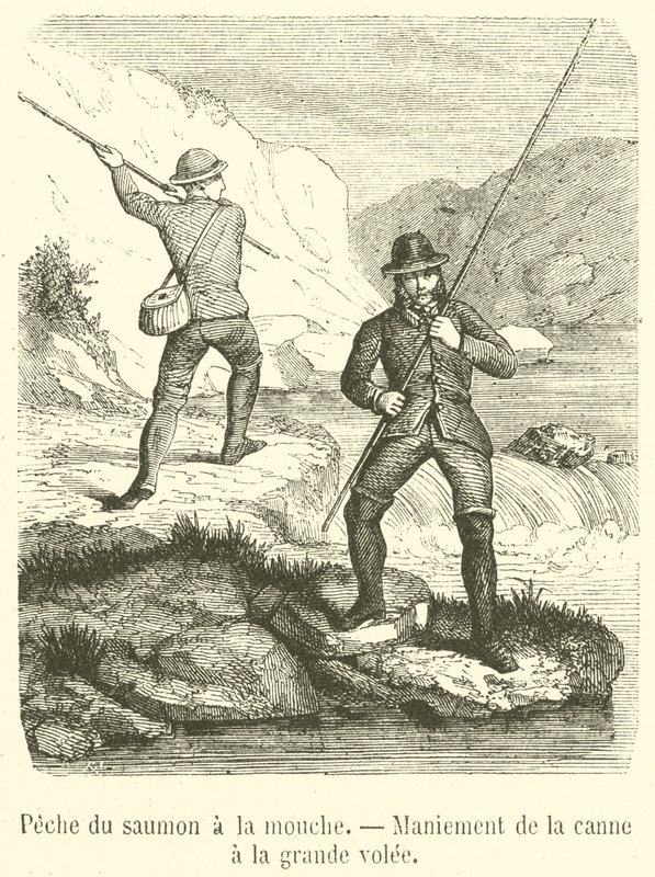 Pesca del salmón a la mosca, Manejo de la caña a gran vuelo de French School