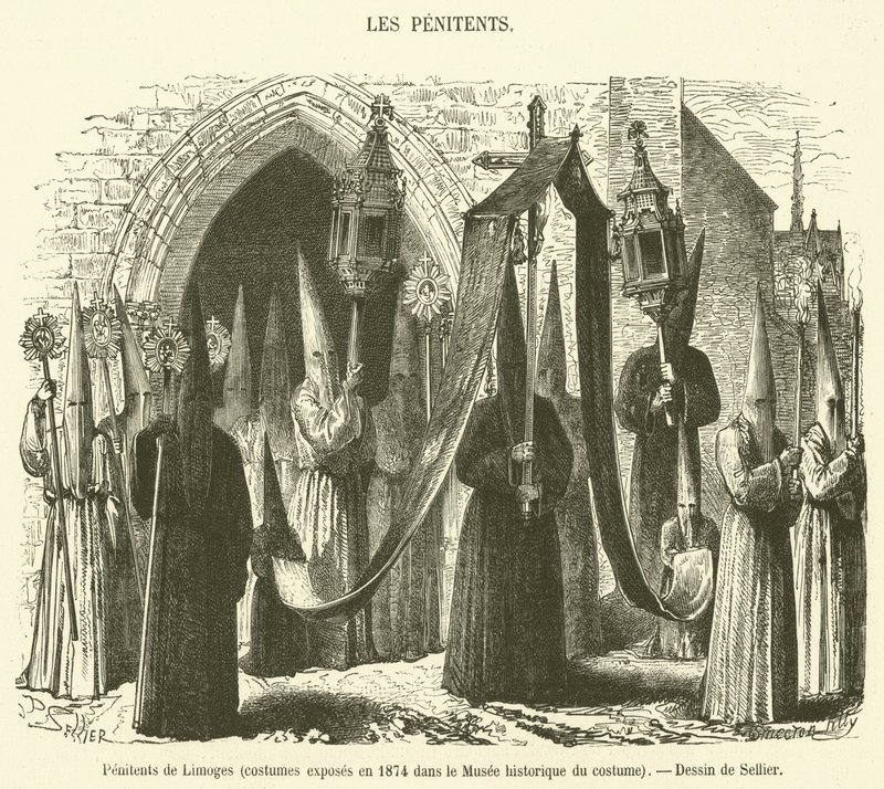 Penitentes de Limoges, trajes expuestos en 1874 en el Museo Histórico del Traje de French School