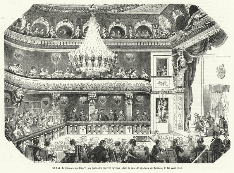 Actuación dada en beneficio de los trabajadores pobres en el Trianon, Versalles de French School