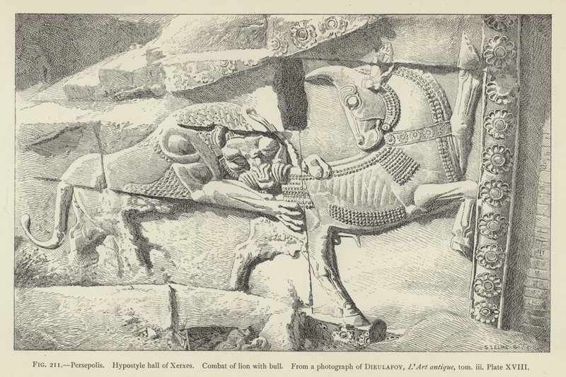 Persépolis, Salón hipóstilo de Jerjes, Combate de león con toro de French School