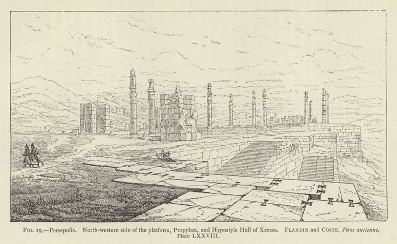 Persépolis, Lado noroeste de la plataforma, Propileos y Salón Hipóstilo de Jerjes de French School