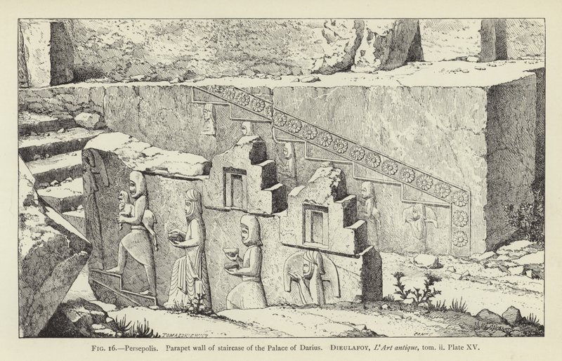 Persépolis, Muro de parapeto de la escalera del Palacio de Darío de French School