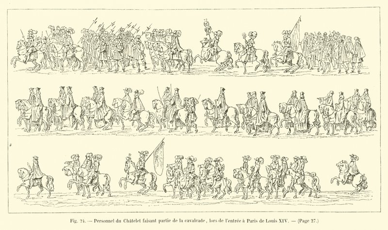 Personal del Chatelet formando parte de la cabalgata, durante la entrada a París de Luis XIV de French School