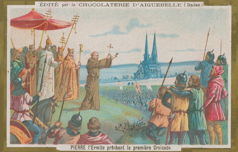 Pedro el Ermitaño predicando en la primera Cruzada de French School