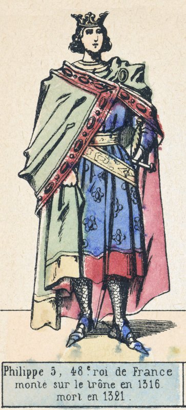 Felipe V, 48º rey de Francia, subió al trono en 1316, murió en 1321 de French School