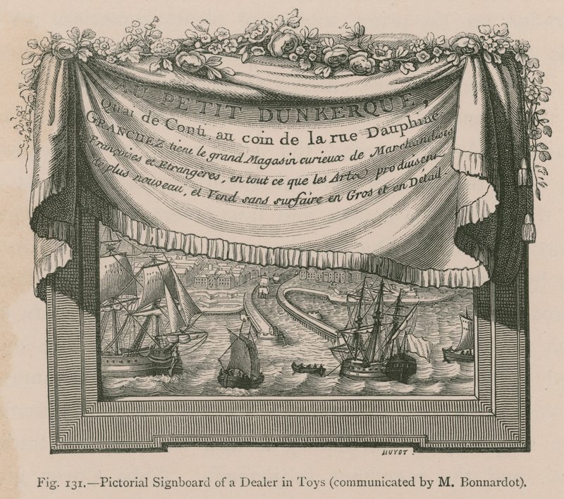 Letrero pictórico de un comerciante de juguetes (comunicado por M. Bonnardot) de French School
