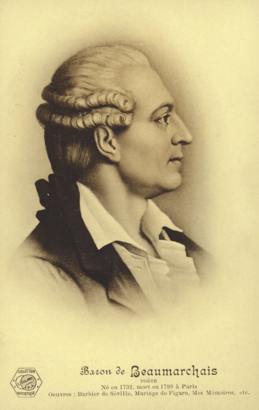 Pierre Beaumarchais (1732-1799), dramaturgo francés (litografía) de French School