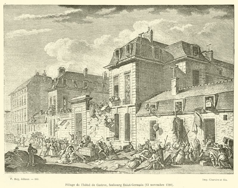 Pillaje del hotel de Castres, faubourg Saint-Germain, 13 de noviembre de 1790 de French School