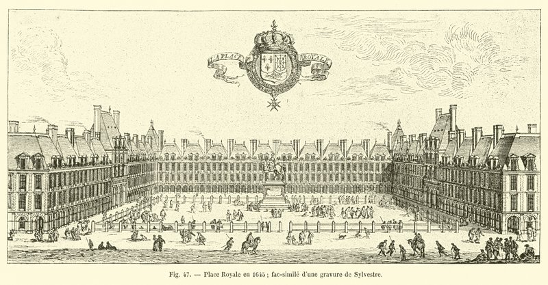 Place Royale en 1645; facsímil de una grabado de Sylvestre de French School