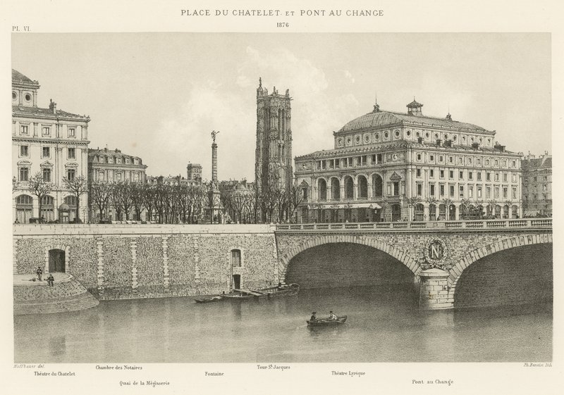 Plaza del Chatelet y Puente au Change, 1876 de French School
