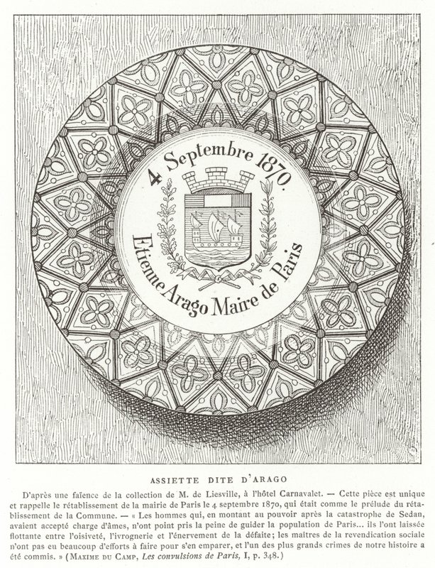 Placa con el nombre de Étienne Arago, alcalde de París durante la Guerra Franco-Prusiana, 1870 de French School