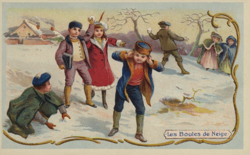 Jugando a las bolas de nieve de French School