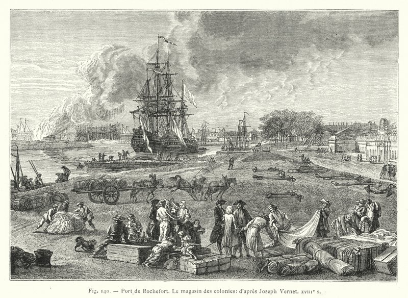 Port de Rochefort, Le magasin des colonies (después de Joseph Vernet XVIIIe s) de French School