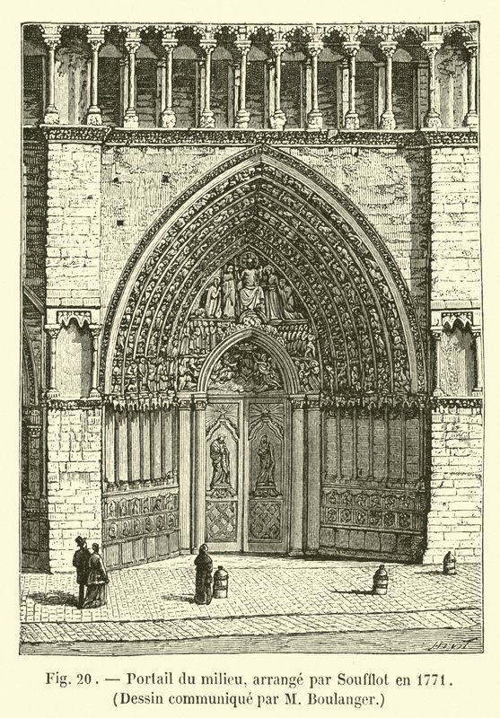 Portal del medio, arreglado por Soufflot en 1771, Dibujo comunicado por M Boulanger de French School