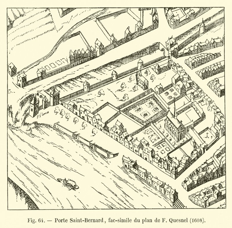 Porte Saint-Bernard, facsímil del plano de F Quesnel, 1608 de French School