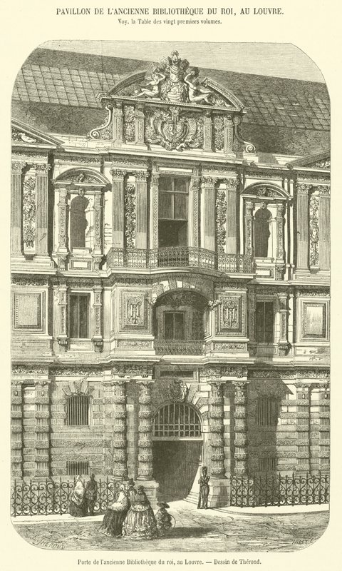 Puerta de la antigua Biblioteca del rey, en el Louvre de French School