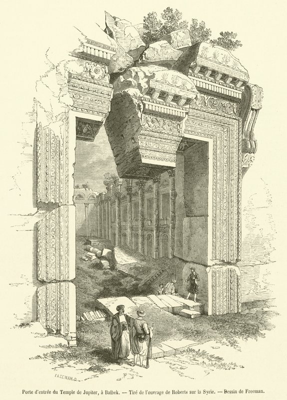 Puerta de entrada del Templo de Júpiter, en Baalbek de French School