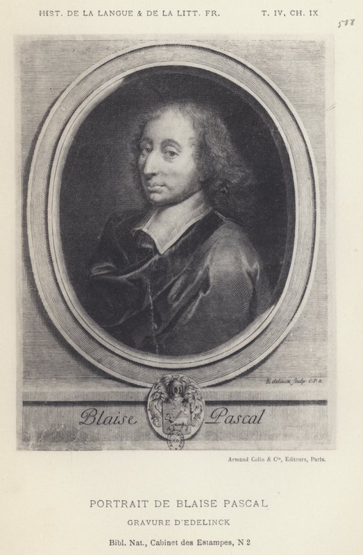 Retrato de Blaise Pascal (litografía) de French School