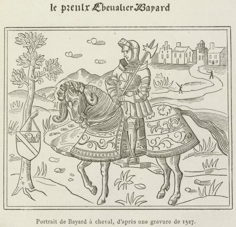 Retrato de Bayard a caballo de French School