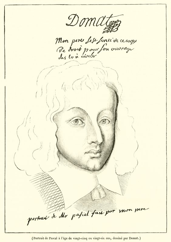 Retrato de Pascal a la edad de veinticinco o veintiséis años (grabado) de French School