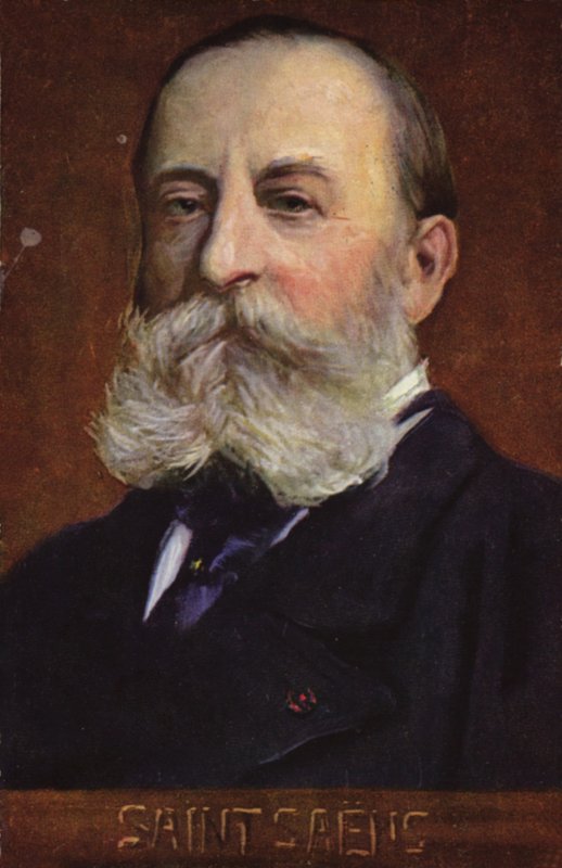 Retrato de Camille Saint-Saens (litografía en color) de French School