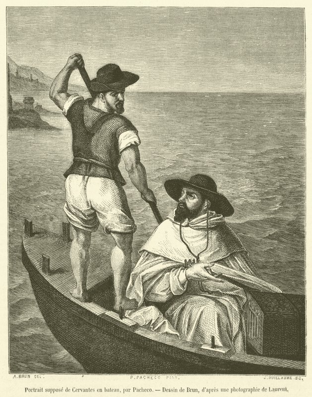 Retrato supuesto de Cervantes en barco de French School