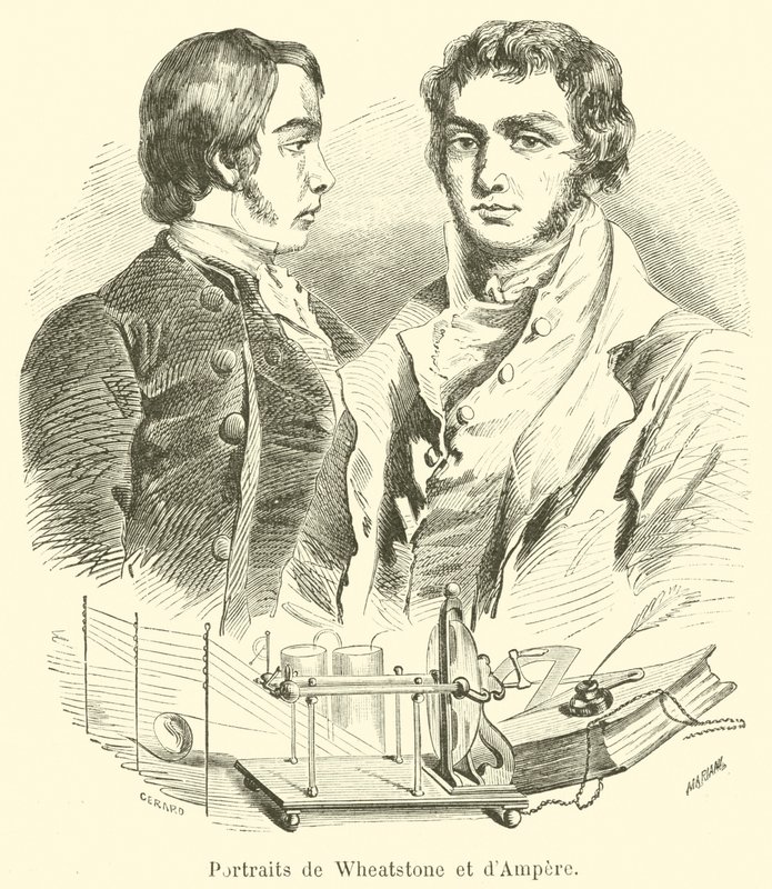 Retratos de Wheatstone y Ampere de French School