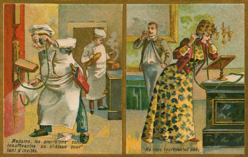 Tarjeta postal con teléfono de French School