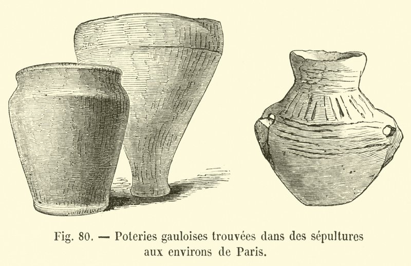 Cerámicas galas encontradas en sepulturas en los alrededores de París de French School