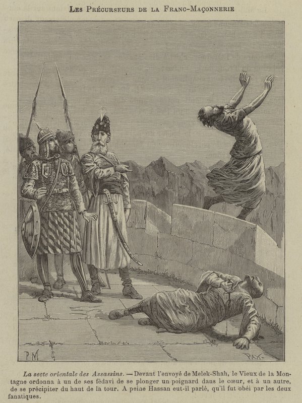Precursores de la masonería: los Asesinos (grabado) de French School