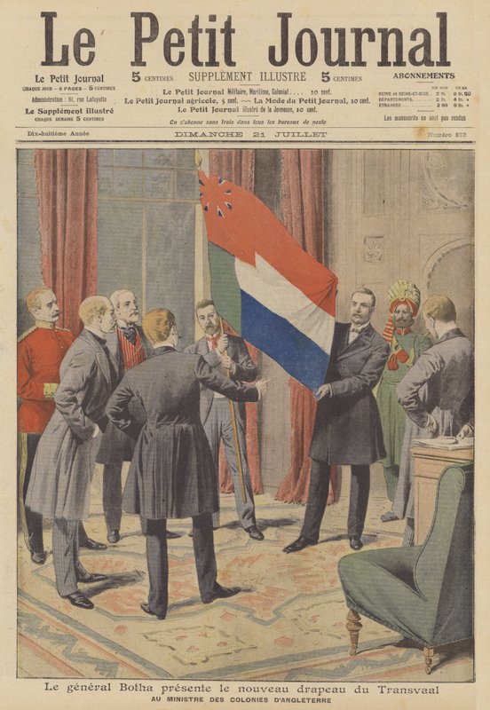 El Primer Ministro Louis Botha presentando la nueva bandera de la Colonia de Transvaal a la Colonia Británica de French School