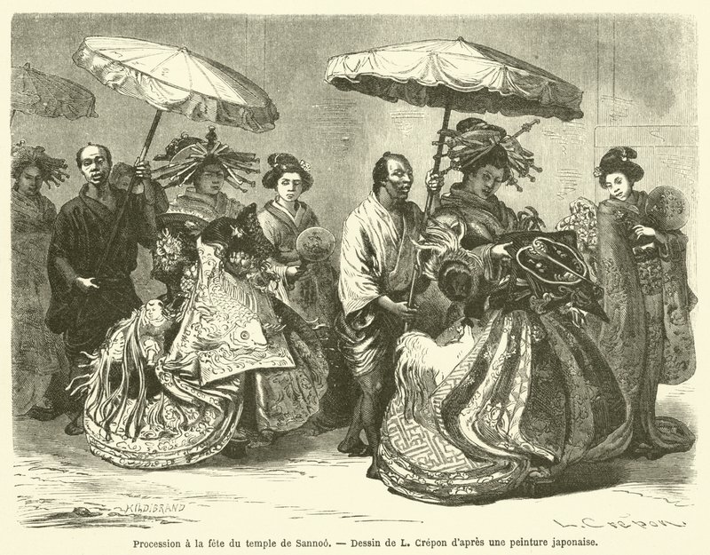 Procesión en la fiesta del templo de Sannoo de French School