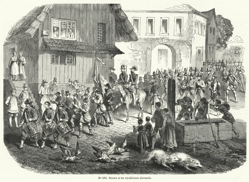 Procesión de Gustav Struve y republicanos alemanes, Revolución de 1848 de French School