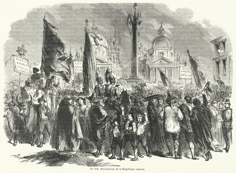 Proclamación de la República Romana, Italia, 9 de febrero de 1849 de French School