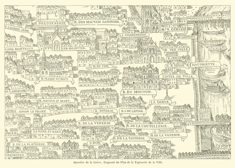 Barrio de la Greve, fragmento del Plan de la Tapicería de la Ciudad de French School
