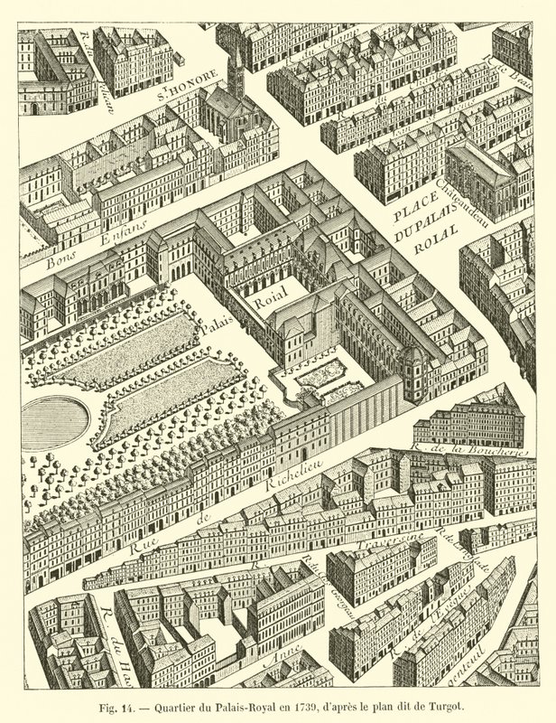 Barrio del Palais-Royal en 1739 de French School