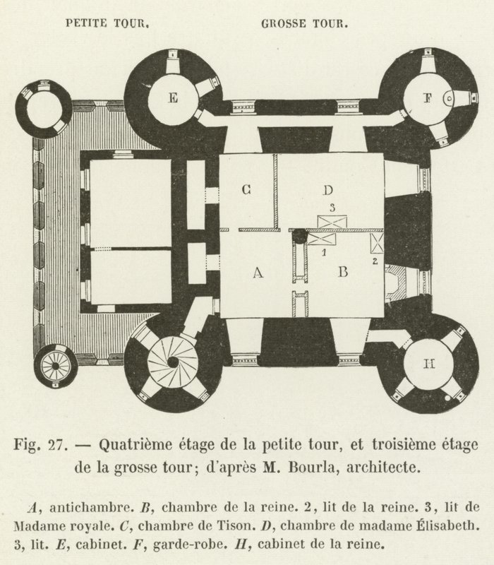 Cuarto piso de la pequeña torre, y tercer piso de la gran torre; según M. Bourla, arquitecto de French School