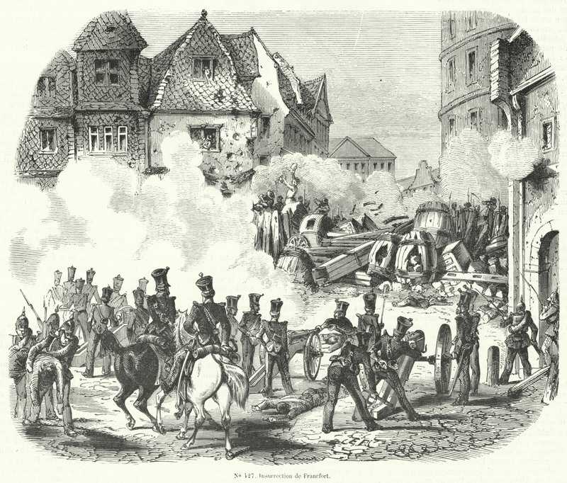 Rebelión en Frankfurt, Alemania, septiembre de 1848 de French School