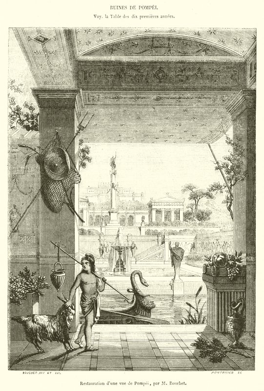 Restauración de una vista de Pompeya de French School