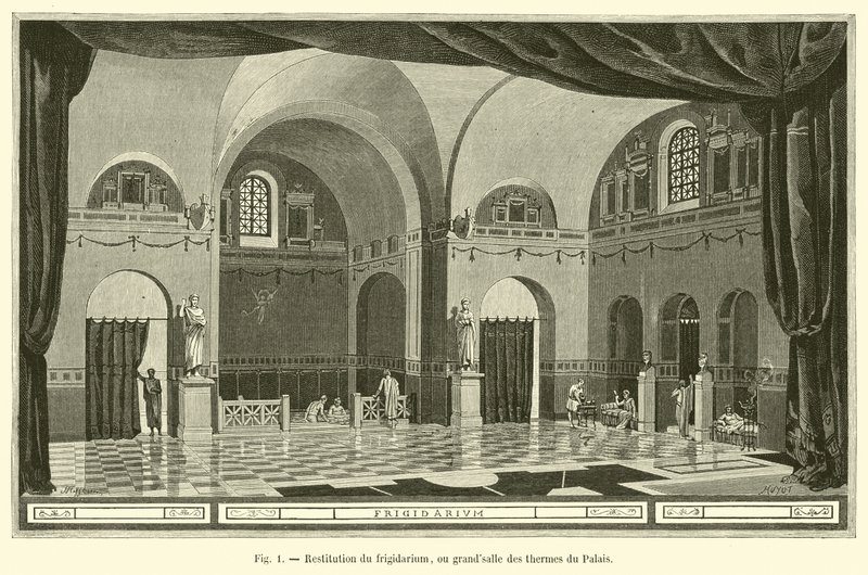 Restitución del frigidarium, o gran sala de los baños del Palacio de French School