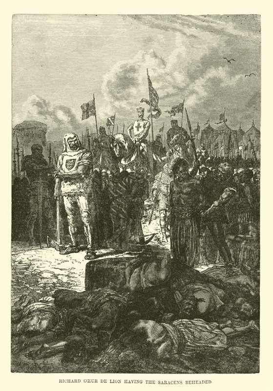 Ricardo Corazón de León decapitando a los sarracenos de French School