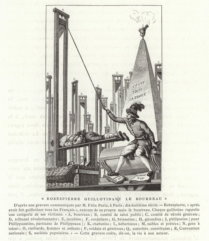 Robespierre guillotinando al verdugo, Revolución Francesa de French School