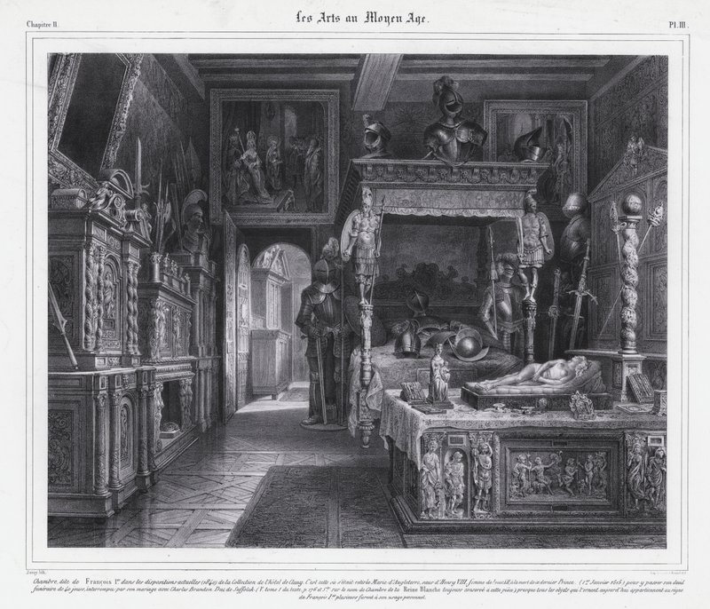 Habitación en el Hotel de Cluny, París, donde María Tudor pasó su período de luto en 1515 tras la muerte de su esposo, el rey Luis XII de Francia de French School