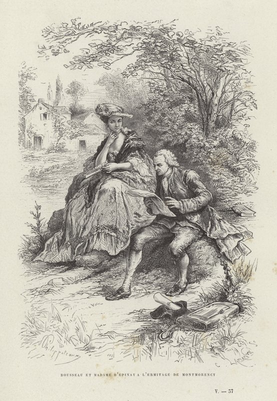 Rousseau y Madame DEpinay en LErmitage de Montmorency de French School